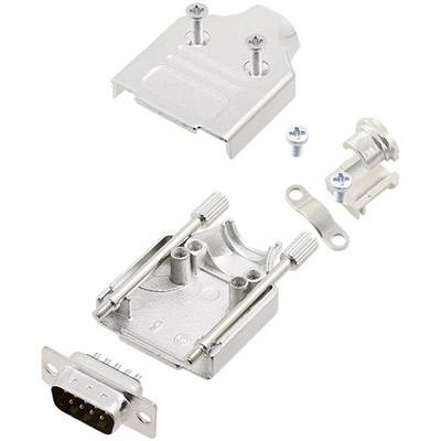 'Metal plug housings and accessories with screws, partially assembled.'
