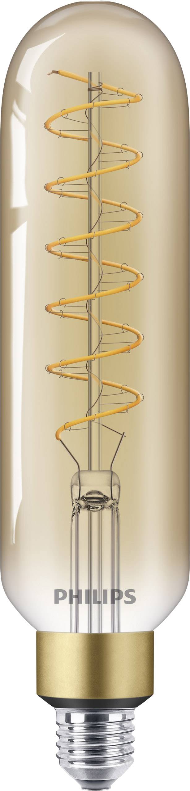 A decorative light bulb in a retro style with visible spiral filament, glass body and metal fitting.