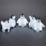 LED Acrylic Baby penguins, Set of 5, 40 cold white diodes