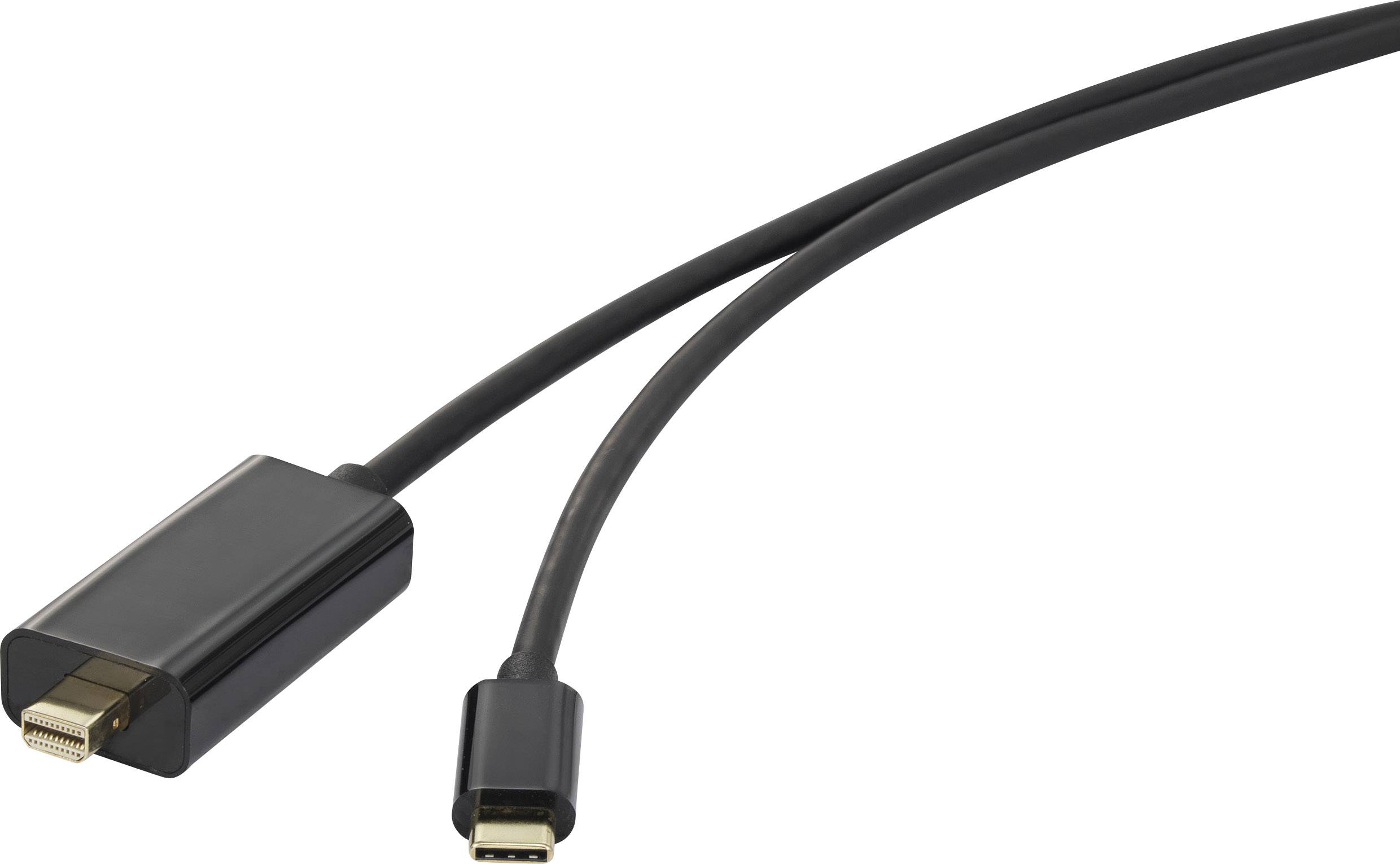Renkforce USB-C® / Mini DisplayPort Adapter cable USB-C® plug, Mini DisplayPort plug 3.00 m Black RF-3421676 USB-C® scre