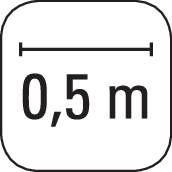 'Sign with social distancing symbol: 0.5 m'<br><br>Note: I've used a full stop for the decimal point, which is standard in British English, and kept the rest of the translation consistent with British English conventions.