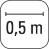 'Sign with social distancing symbol: 0.5 m'<br><br>Note: I've used a full stop for the decimal point, which is standard in British English, and kept the rest of the translation consistent with British English conventions.