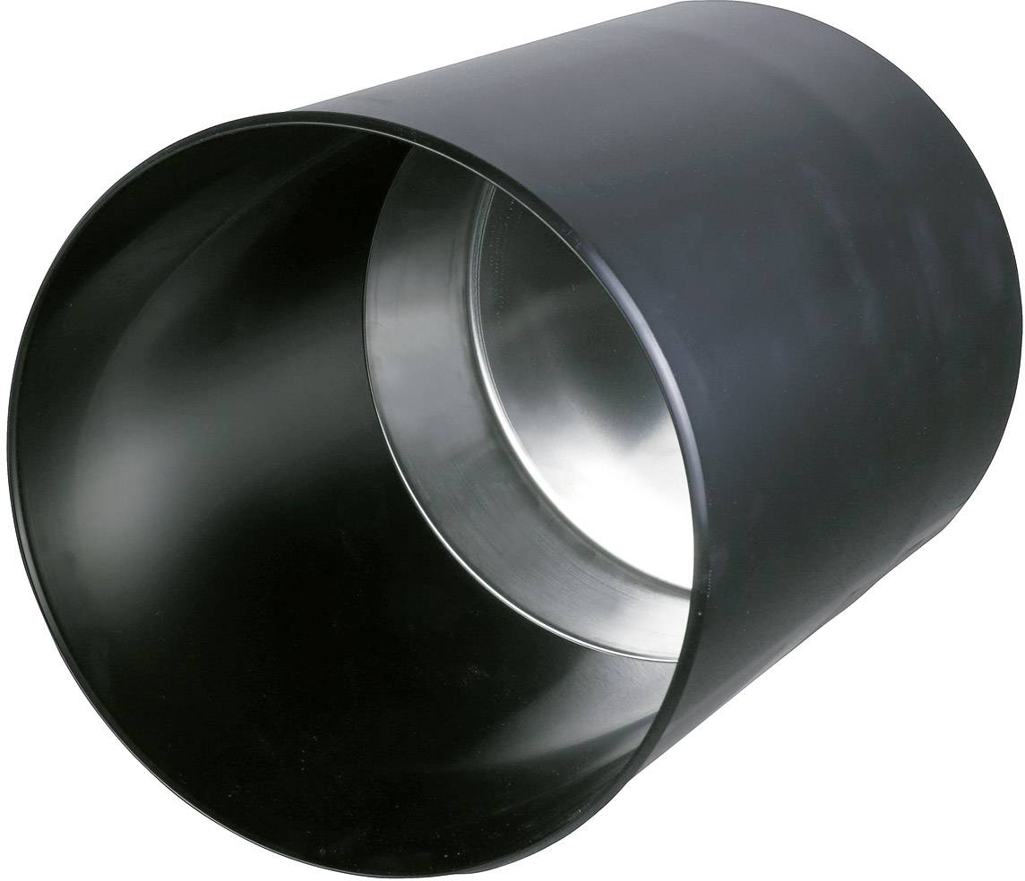 A black, cylindrical pipe section with an open end, showing its inner surface.