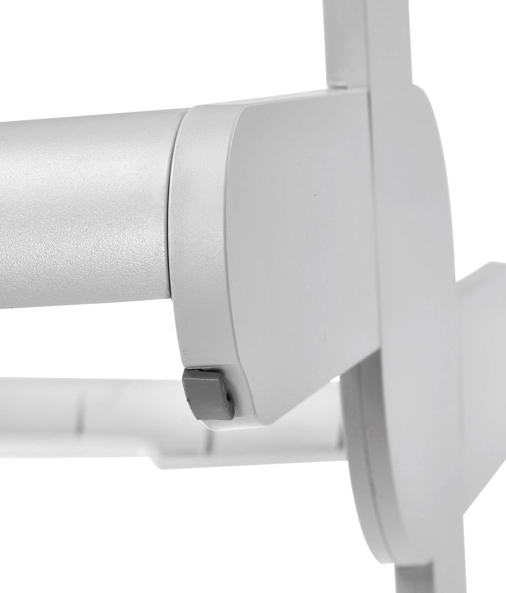 Close-up of a white joint of a piece of furniture, showing the structure and connection of the parts.