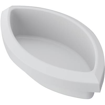 A plain, white, oval plastic vessel, likely usable as a bowl or container.