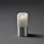 LED wax candle, white, with silver-colored band