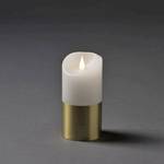 LED wax candle, white, with brass-colored band