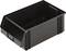 Black, rectangular plastic storage box with open access on one side, suitable for storing and organising smaller items.