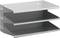 Three-tier metal device holder with an open design, suitable for wall mounting. Ideal for storing smaller items.