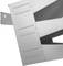 Metallic component with right-angled edges and slots, potentially part of a construction or device.