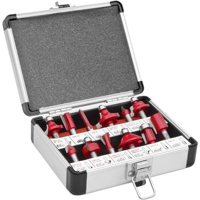 Open metal case with various milling attachments, neatly arranged in matching compartments, ready for craftsmanship use.