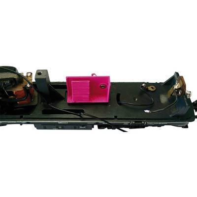 Electrical component with cables and coils, featuring a prominent pink plastic part in its centre.
