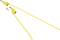 Yellow electrical cable with connectors at both ends, one pointing upwards, the other pointing downwards.