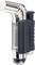 Silver lighter with a black handle and transparent fuel tank, suitable for outdoor activities or as a kitchen burner.