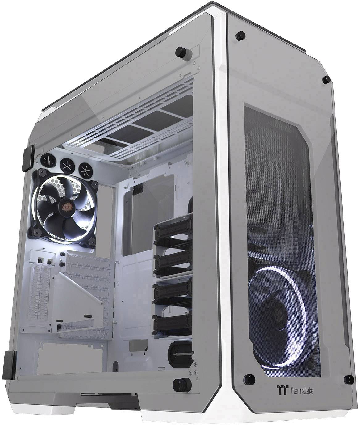 Thermaltake View 71 Tempered Glass Full tower PC casing White 2 built-in LED fans, LC compatibility, Window, Tool-free HDD bracket