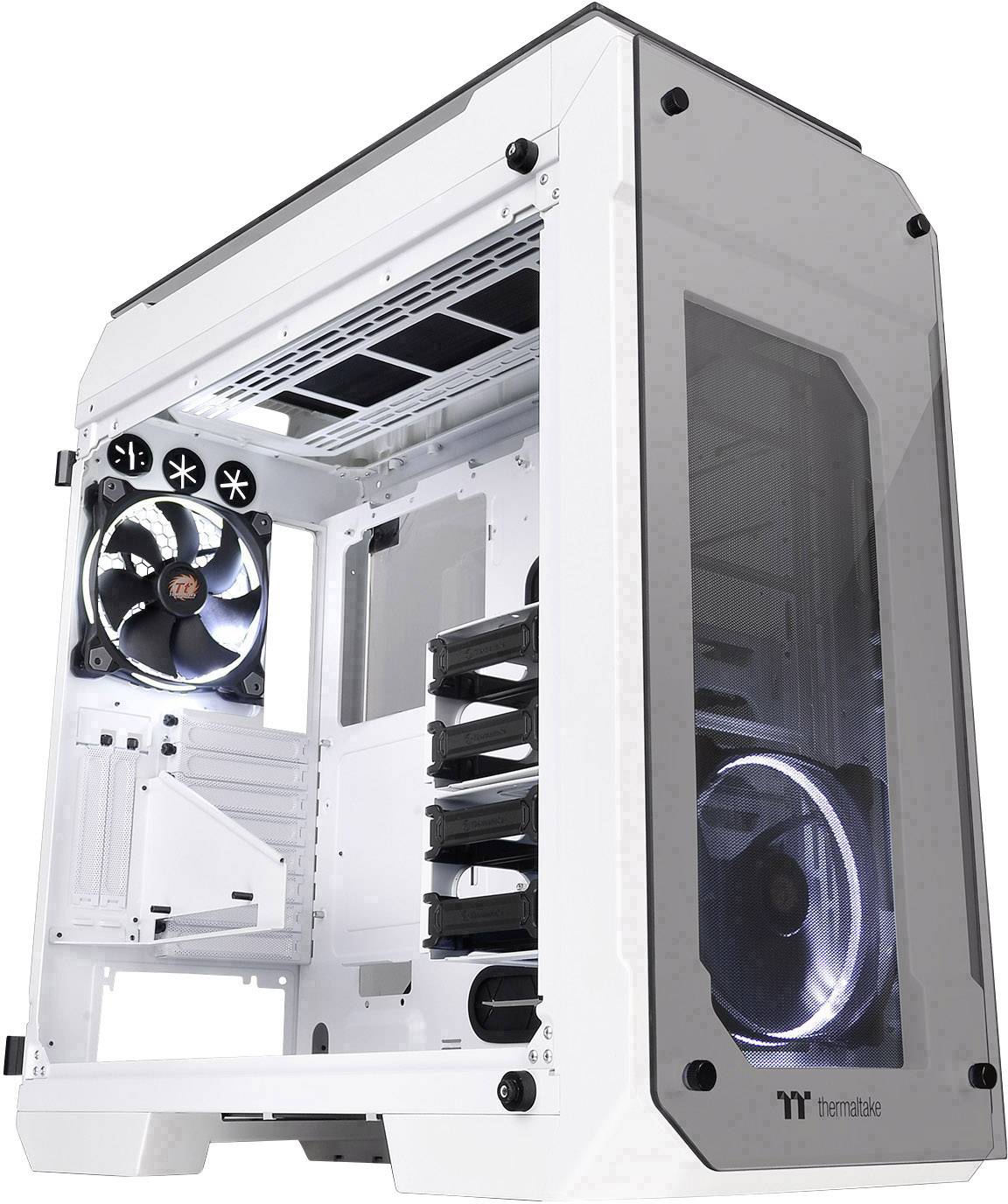 Thermaltake View 71 Tempered Glass Full Tower Pc Casing White 2 Built In Led Fans Lc Compatibility Window Tool Free H Conrad Com