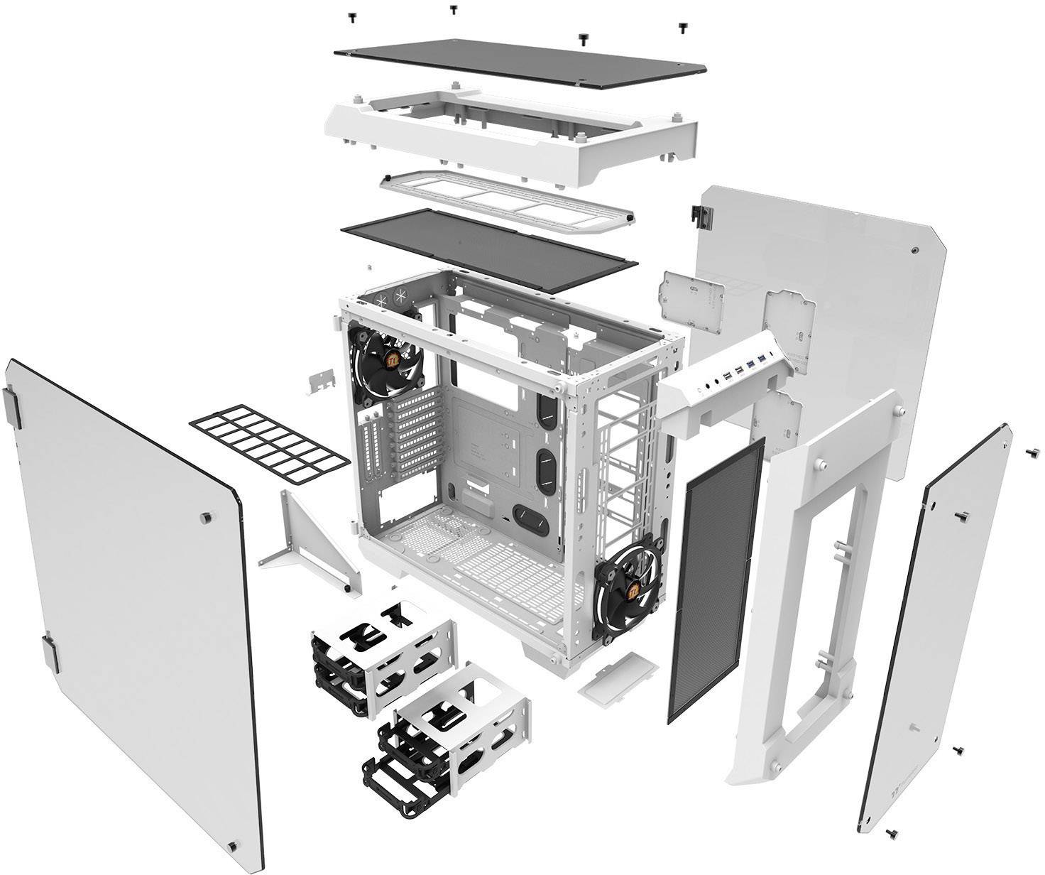 Thermaltake View 71 Tempered Glass Full Tower Pc Casing White 2 Built In Led Fans Lc Compatibility Window Tool Free H Conrad Com