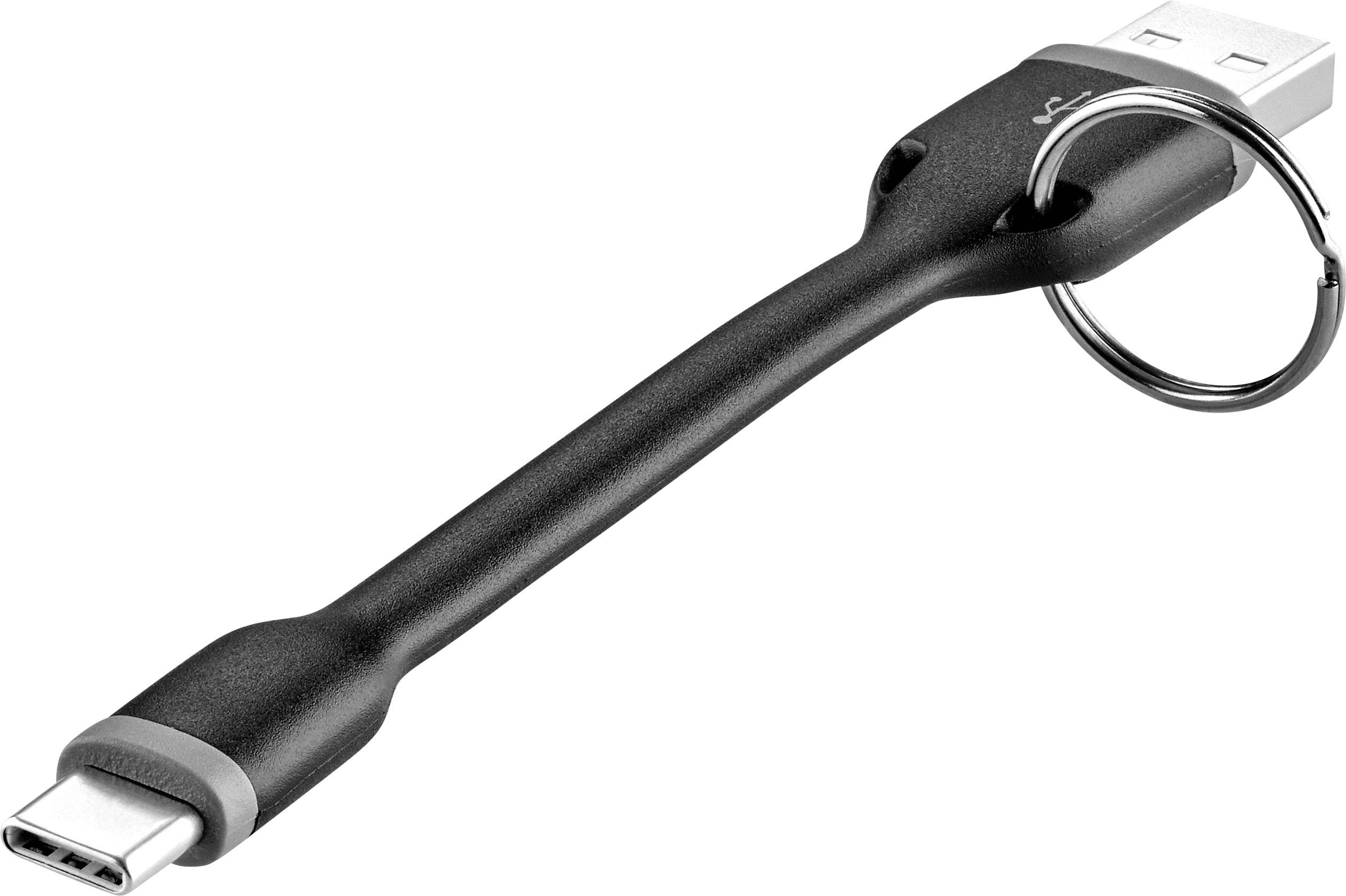 Renkforce USB cable USB 2.0 USB-A plug, USB-C® plug 0.10 m Black RF-3425172