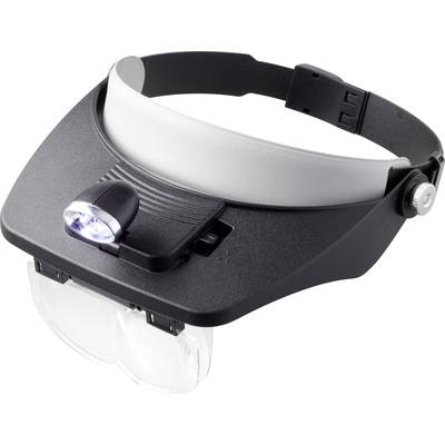 TOOLCRAFT TO-5137803  Headband magnifier incl. LED lighting Magnification: 1.2 x, 1.8 x, 2.5 x, 3.5 x Lens size: (L x W)