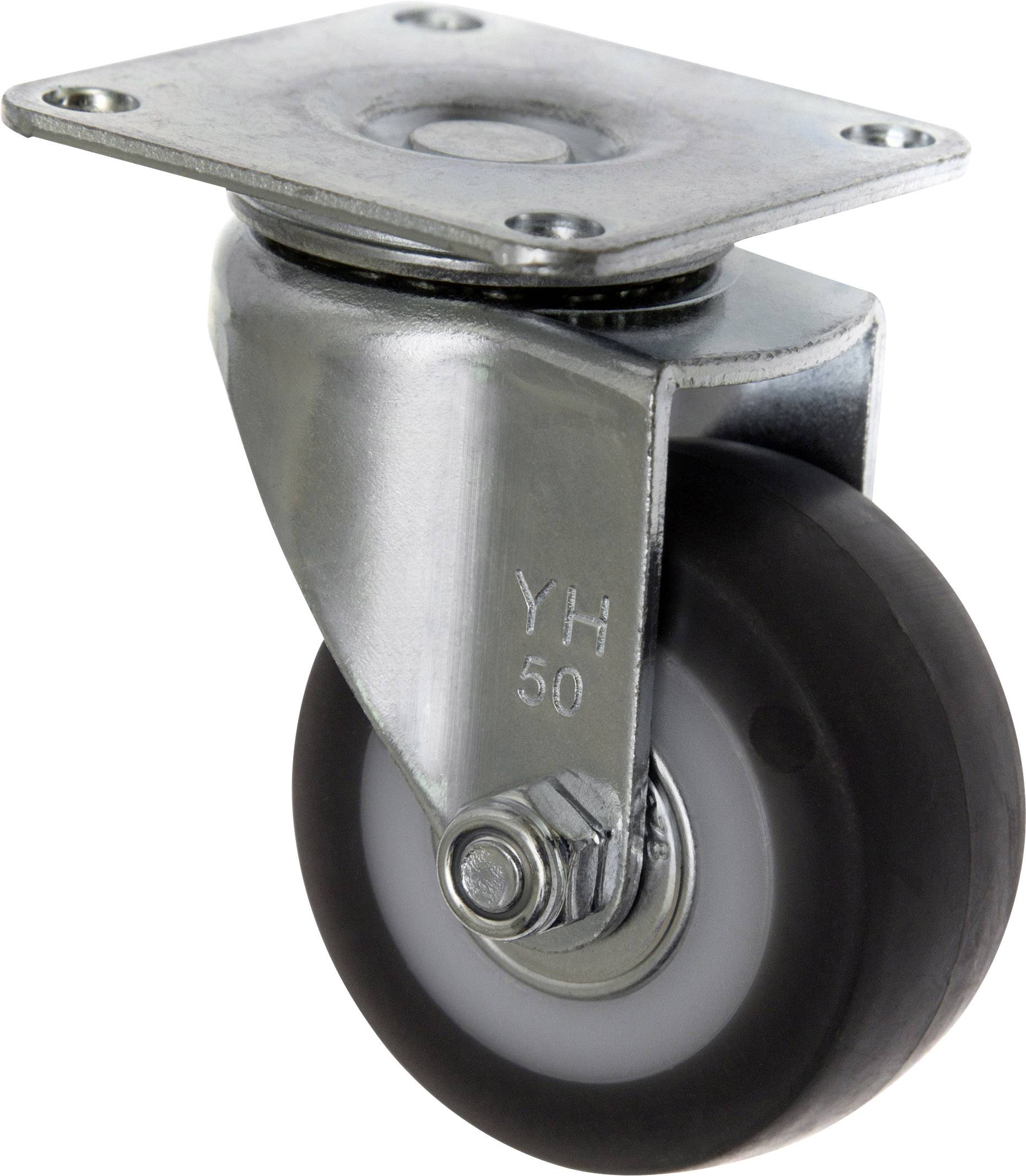 TOOLCRAFT TO-5137866 Swivel castor with mounting plate 50 mm TPR Load capacity (max.): 50 kg