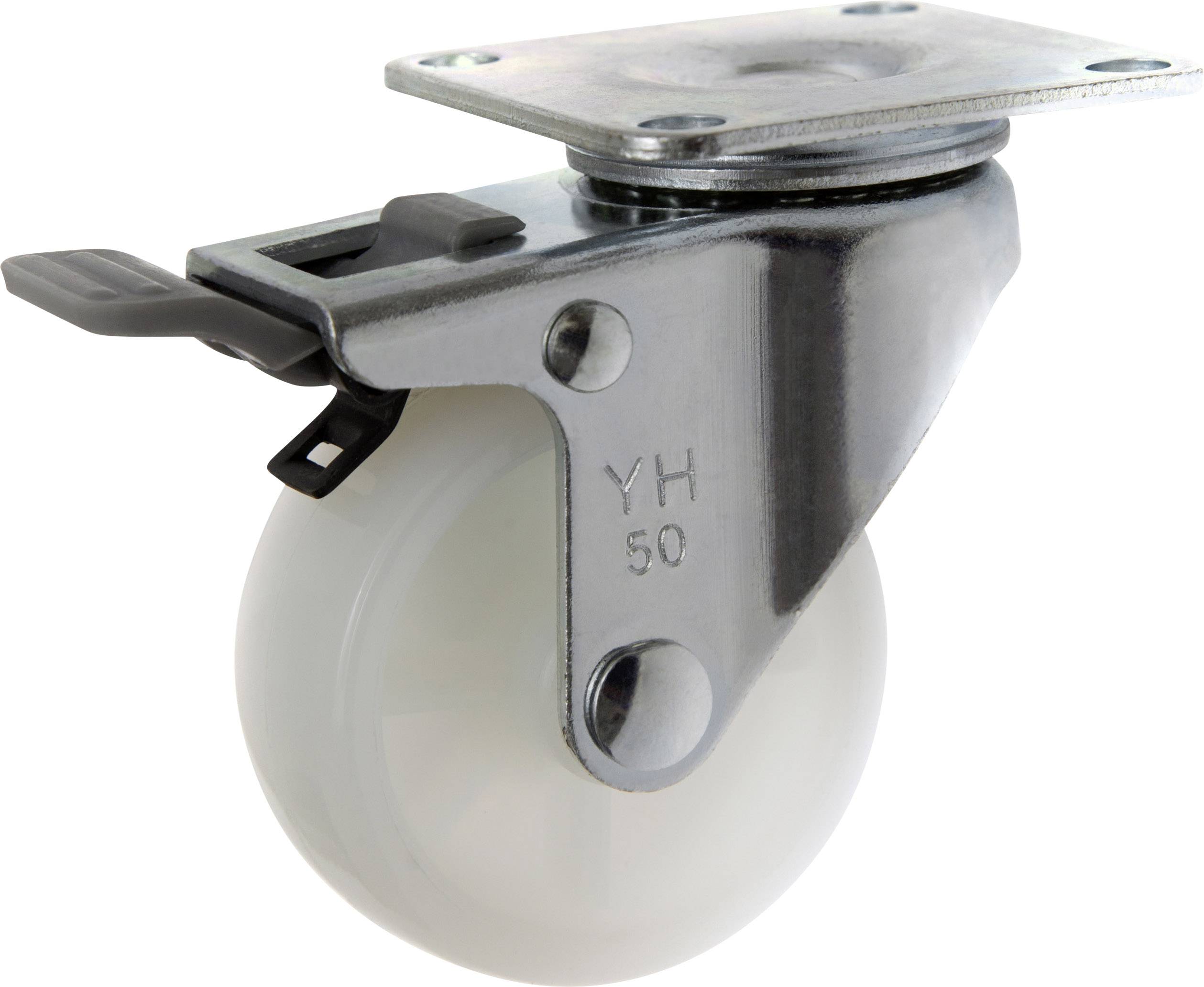 TOOLCRAFT TO-5137875 Swivel castor with parking brake 50 mm with polyamide mounting plate Load capacity (max.): 50 kg