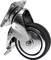 Metal swivel castor with black rubber tread surface and mounting plate, suitable for furniture or transport equipment.
