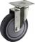 'Single swivel castor with a grey rubber tyre and metal mounting, suitable for furniture or trolleys.'