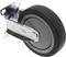Grey swivel castor with metal mounting, suitable for furniture or transport trolleys.