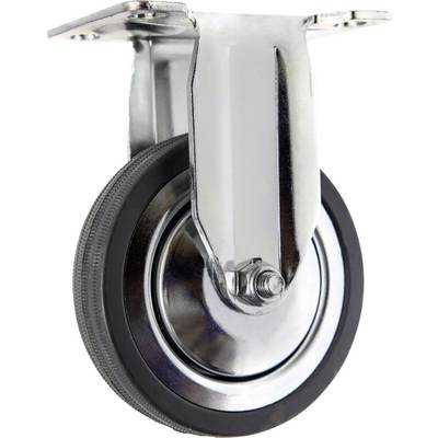A swivel wheel made of metal and rubber, suitable for furniture or equipment, shown from an angle that emphasises its mounting plate.