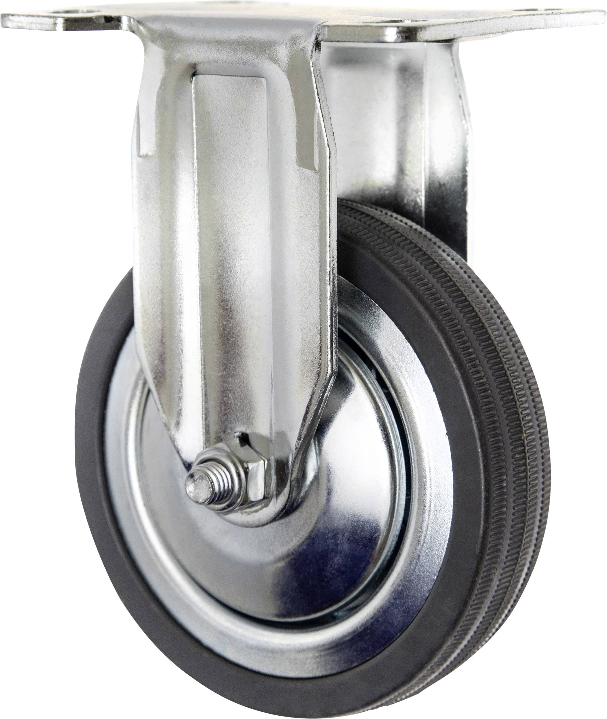 A swivel wheel made of metal and plastic, typically used for furniture or transport trolleys.