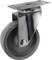 Grey, swivel castor with metal mounting, suitable for furniture or transport equipment.