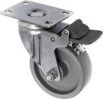 Swivel castor 100 mm with parking brake and mounting plate polypropylene