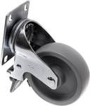 Swivel castor 100 mm with parking brake and mounting plate polypropylene