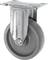 Industrial swivel castor with grey wheel and silver metal housing, suitable for heavy loads in warehouse or transport applications.