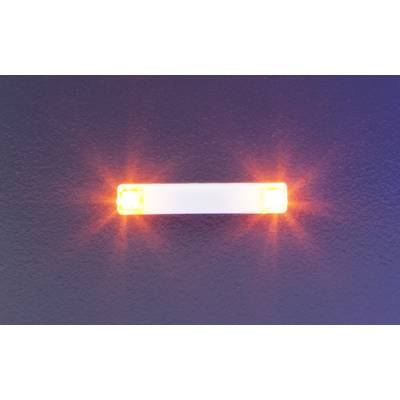 A slender, rectangular light bar with glowing orange light at both ends against a dark background.
