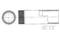 Technical drawing of a cylindrical object with a cross-sectional view on the left and side view on the right; shows material layers.