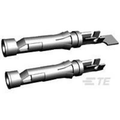 Two silver metal contacts, lying side by side, with rounded and flat sections, used for electrical connections.