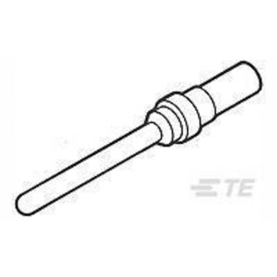 Cylindrical plug pin with a ribbed section, used for electrical connections. Background featuring manufacturer logo 'TE'.
