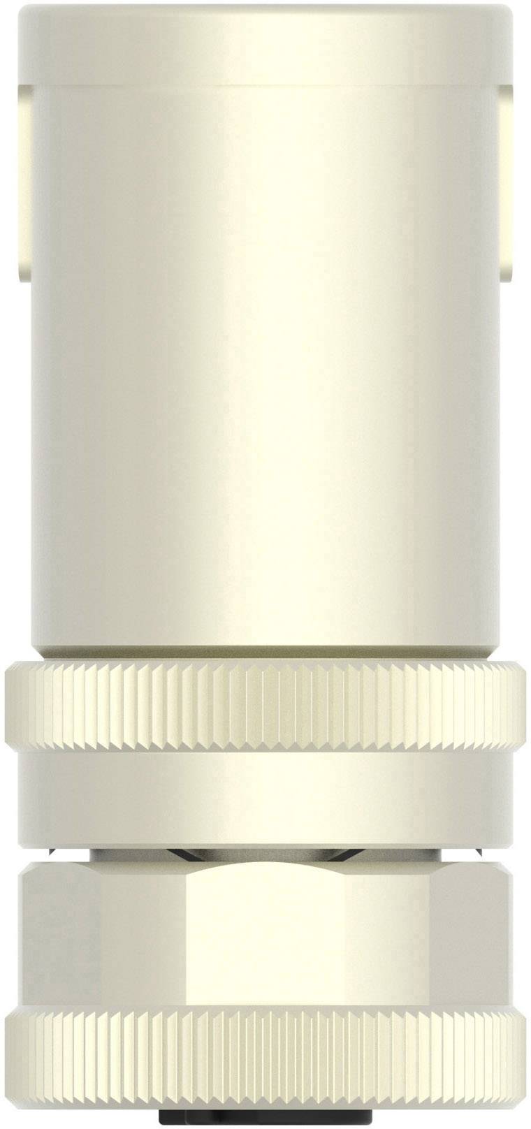 A beige connector with a ribbed cap and cylindrical shape, commonly used in technical applications.