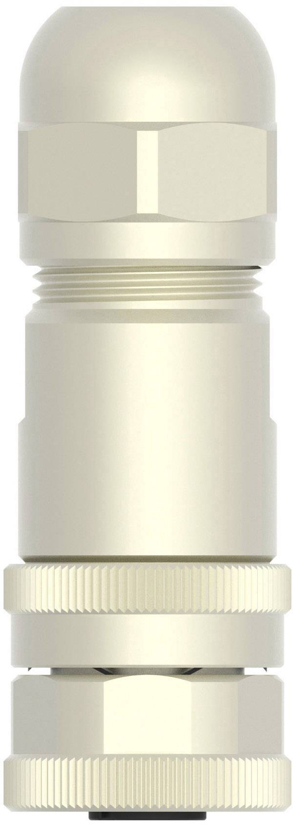 A metallic cable connector with screw fastenings and seals, for secure connection and protection of cables.