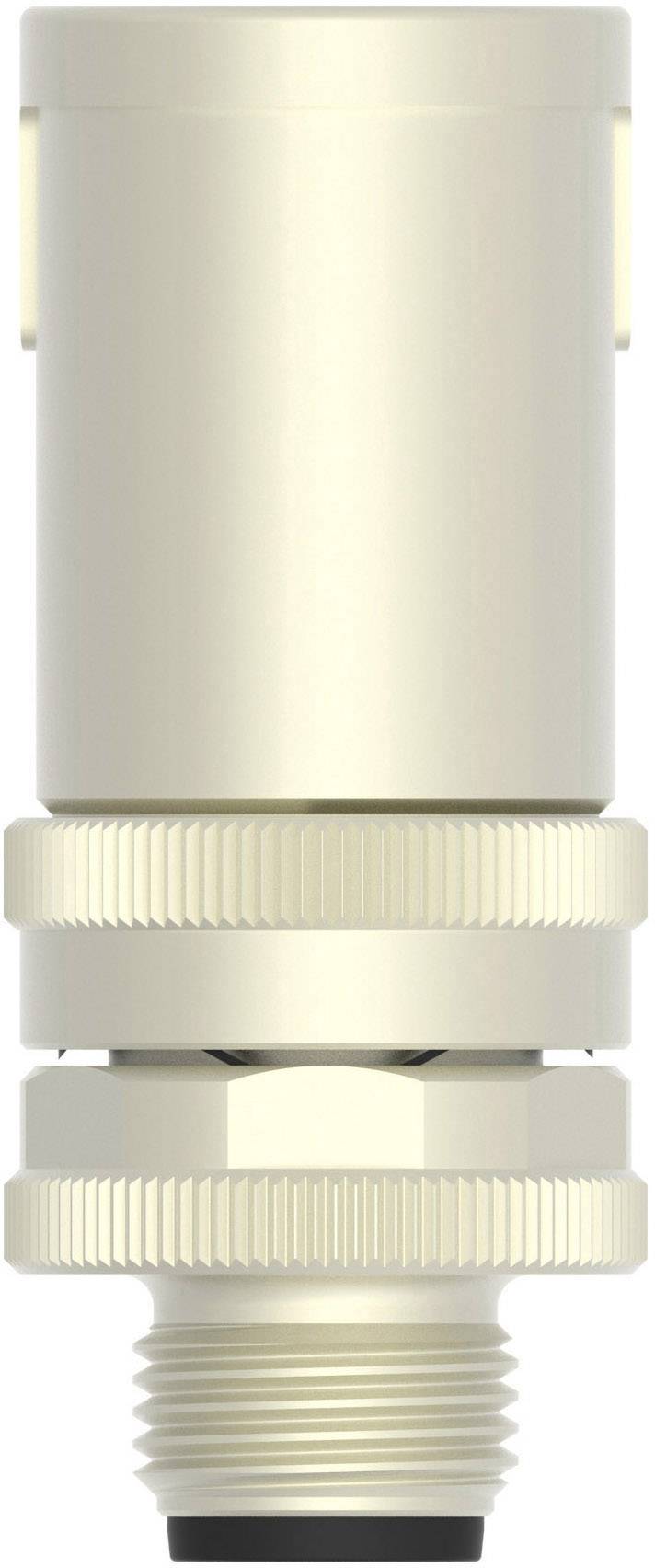 A valve with a cylindrical housing and knurled rings, likely used for regulating or connecting liquids or gases.