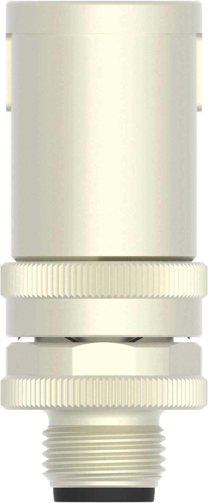 A golden metal adapter with a threaded screw and knurled surface, likely for connection purposes in technical applications.