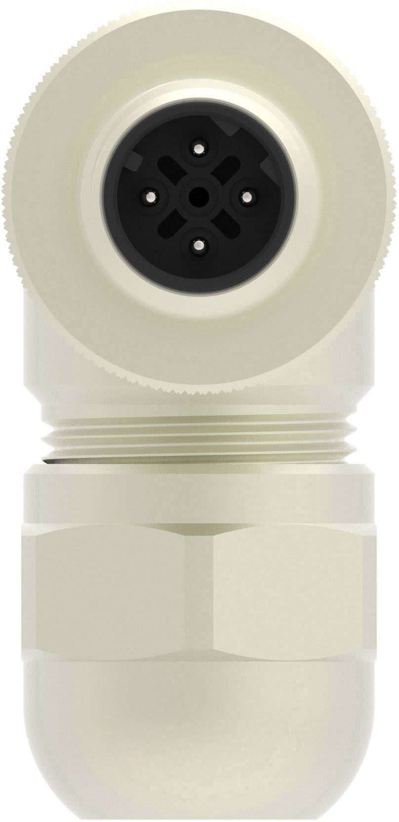 Connector with a round metal casing and black internal structure, suitable for electronic connections; standard installation size.