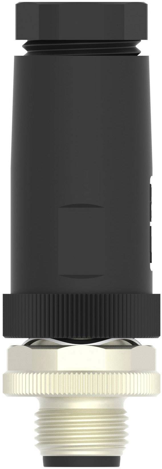 A black cylindrical adapter with a golden screw thread on its underside, isolated against a white background.