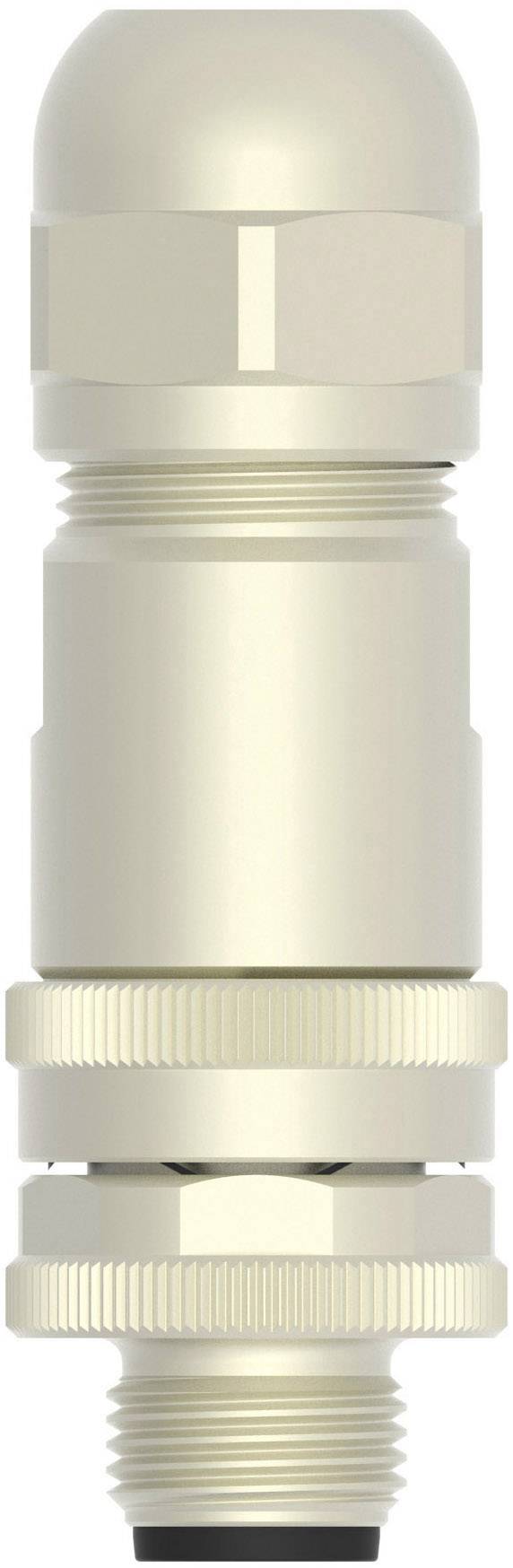 Metal cable gland adapter, cylindrical design, beige colour, for secure cable connections in electrical installations.