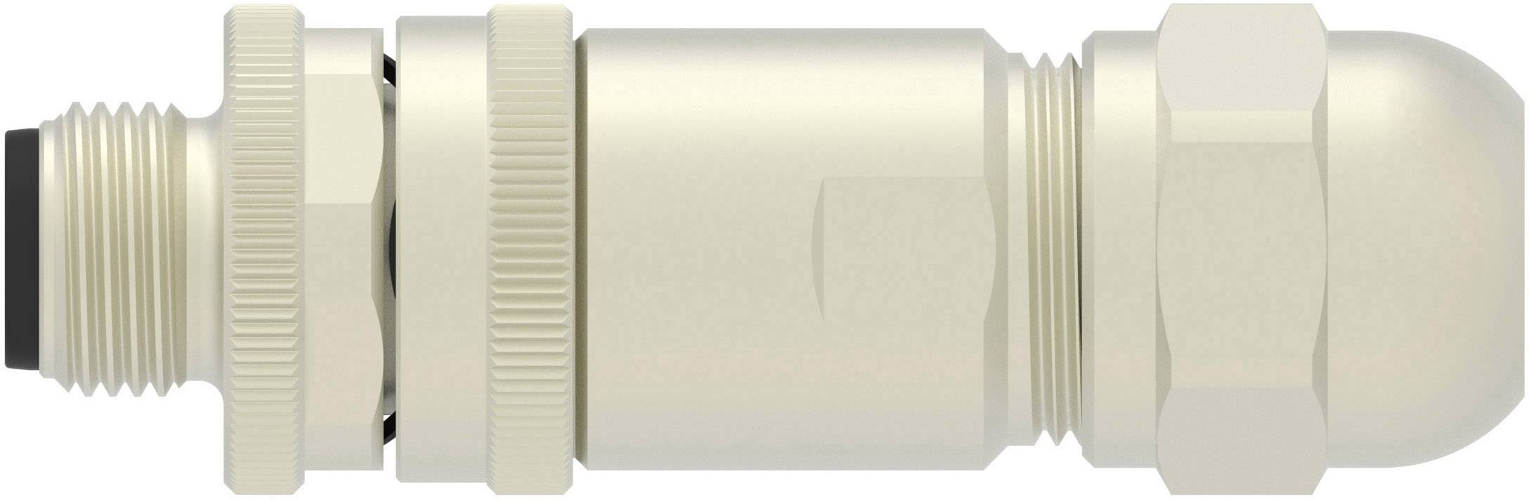 Metal cable gland with multiple screw threads and seal, a typical connecting piece for cables in industrial environments.