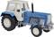 Toy model of a 'Fortschritt ZT-300-D' tractor in blue and white, with large black tyres and windows in the cab.