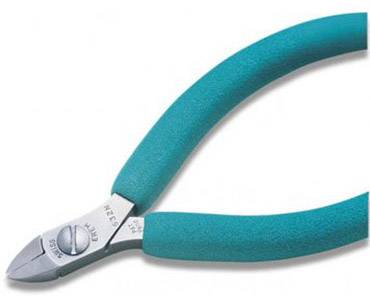 Side cutters with blue handles on a white background. Primarily used for cutting wires and small cables.