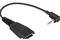 Black audio cable with flat ribbon connector on one side and a 3.5mm jack plug on the other side. Suitable for audio devices.