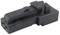 A small black plastic component with a rectangular shape, possibly an electrical connector, on a white background.